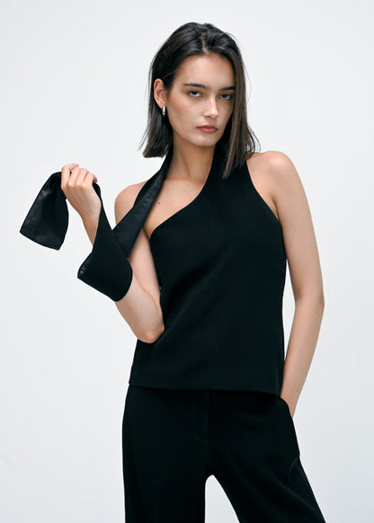 The Noir Halter Scarf Top