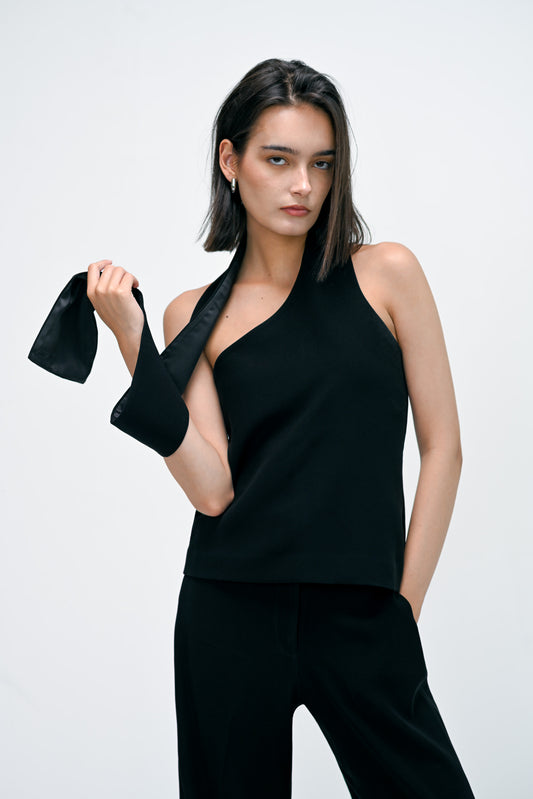 The Noir Halter Scarf Top