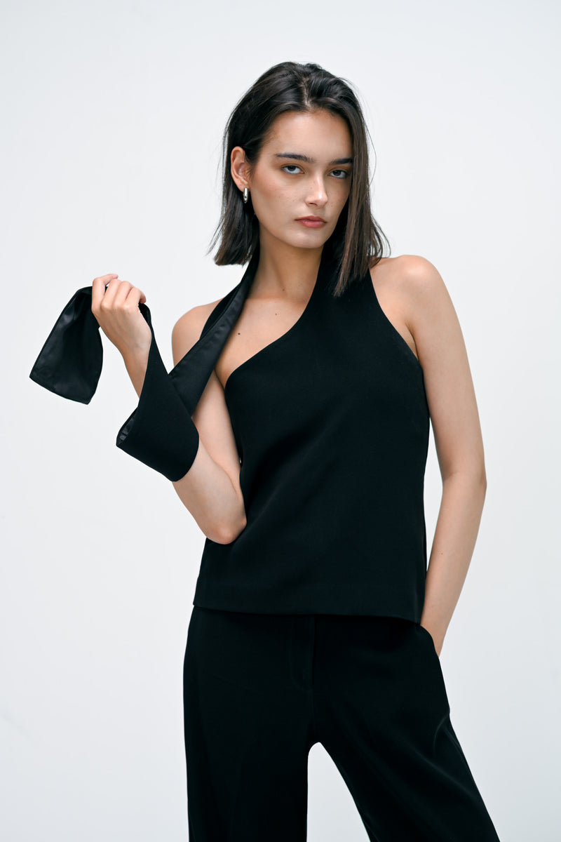 The Noir Halter Scarf Top