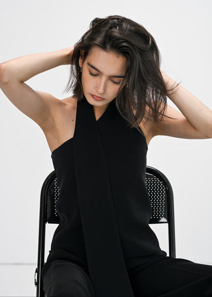The Noir Halter Scarf Top