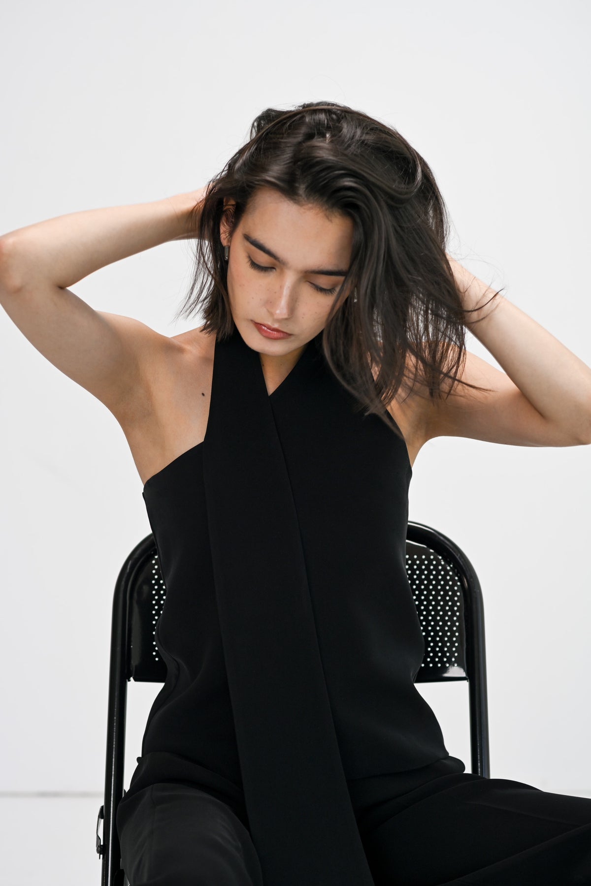 The Noir Halter Scarf Top